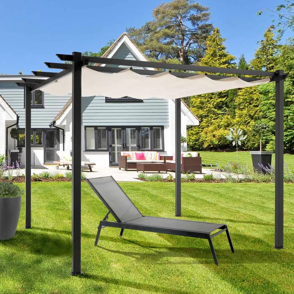 Viadurini in the Garden Gartenideen-Pavillon aus epoxidpulverlackiertem Aluminium und Gleittuch – Manger