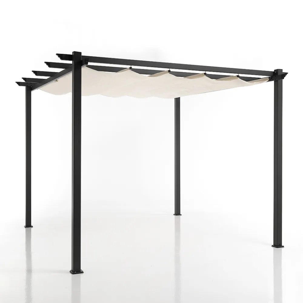 Viadurini in the Garden Gartenideen-Pavillon aus epoxidpulverlackiertem Aluminium und Gleittuch – Manger