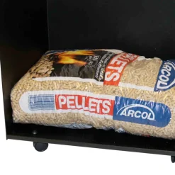 Viadurini Fire Design Kaminholzständer Aus Eisen Und Stahl-Pelletbeutel-Halterwagen aus Metall mit Rädern, hergestellt in Italien – Pinguino