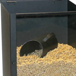 Viadurini Fire Design Pelletkorb-Pellethalter aus schwarz lackiertem Stahl mit Plexiglas, hergestellt in Italien – Pellicano