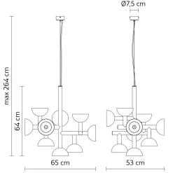 Viadurini Lighting Designer Pendelleuchten-Pendelleuchte 9 Lichter Design in Weiß oder Schwarz Aluminium - Celio