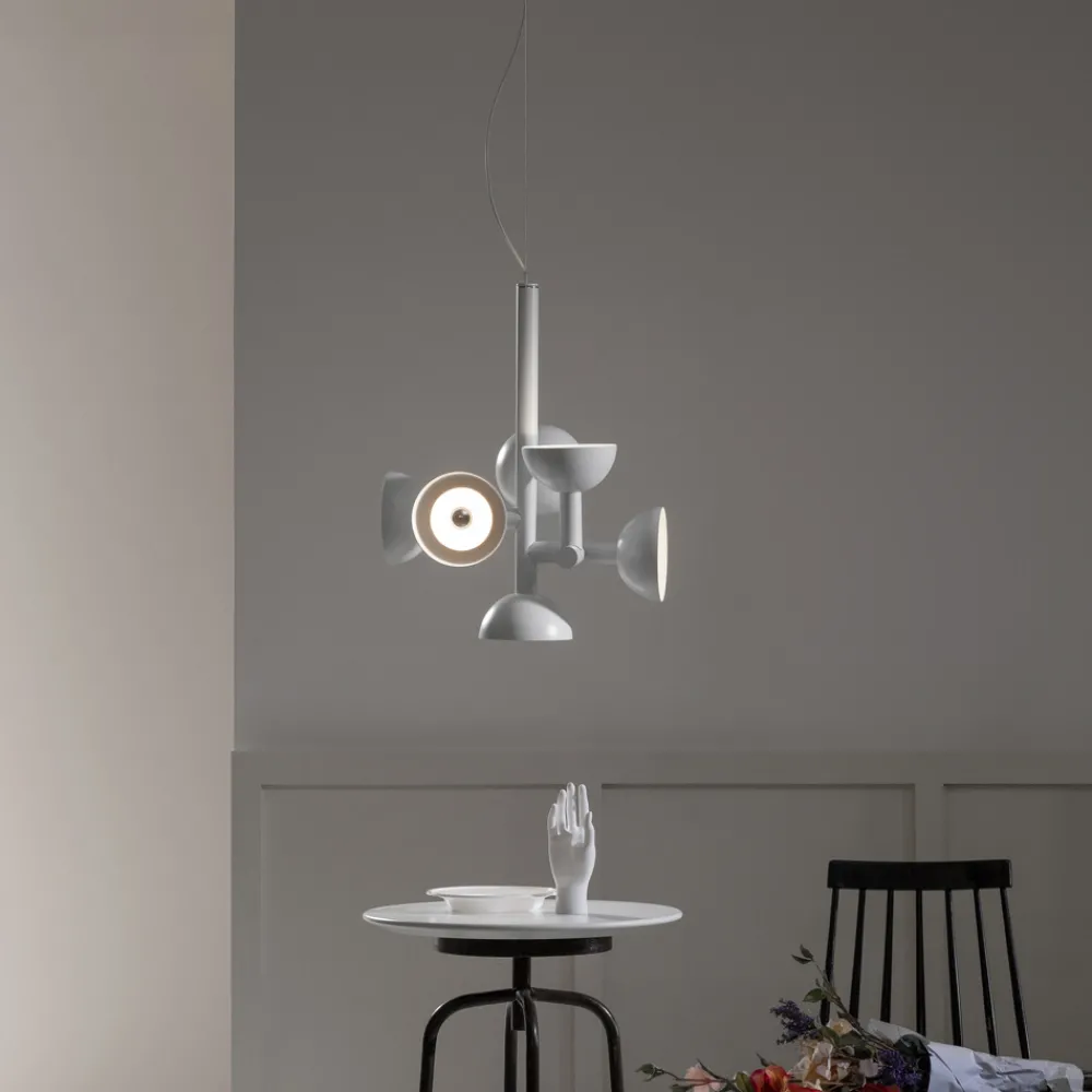 Viadurini Lighting Designer Pendelleuchten-Pendelleuchte 6 Lichter Design in Weiß oder Schwarz Aluminium - Celio
