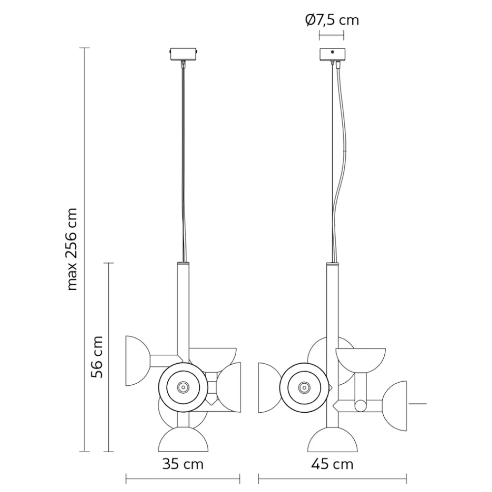 Viadurini Lighting Designer Pendelleuchten-Pendelleuchte 6 Lichter Design in Weiß oder Schwarz Aluminium - Celio