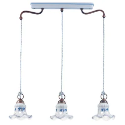 Ferroluce Pendelleuchten Vintage-Pendelleuchte 3 Lichter Vintage Handgefertigtes Eisen und Keramik - Chieti