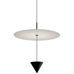 Viadurini Lighting Designer Pendelleuchten-Pendelleuchte aus Aluminium mit weißer Platte und schwarzem Kegel - Padel