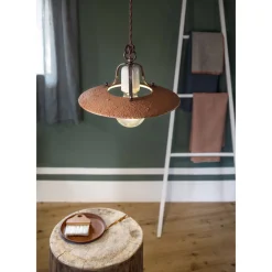 Ferroluce Pendelleuchten Vintage-Pendelleuchte aus Eisen und handgefertigter roher Keramik - Bologna