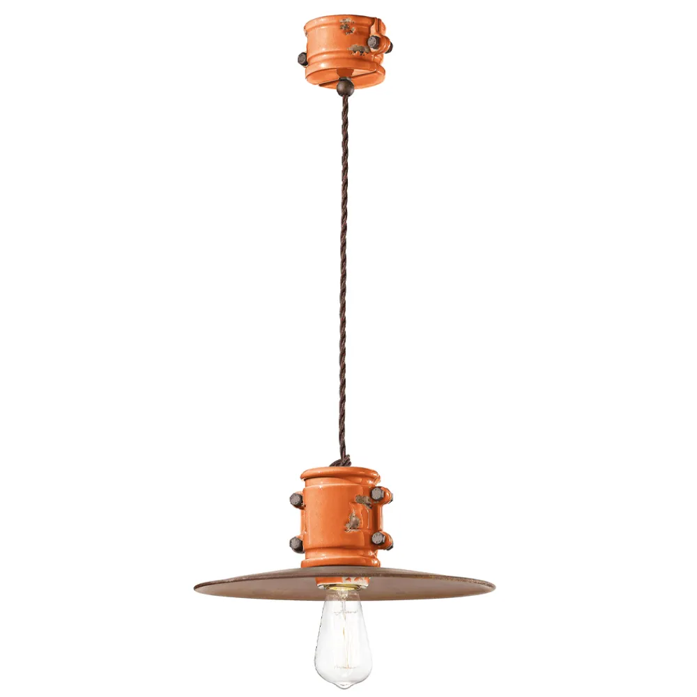 Ferroluce Pendelleuchte Industrial-Pendelleuchte aus Eisen und industrieller handgefertigter Keramik - Urban