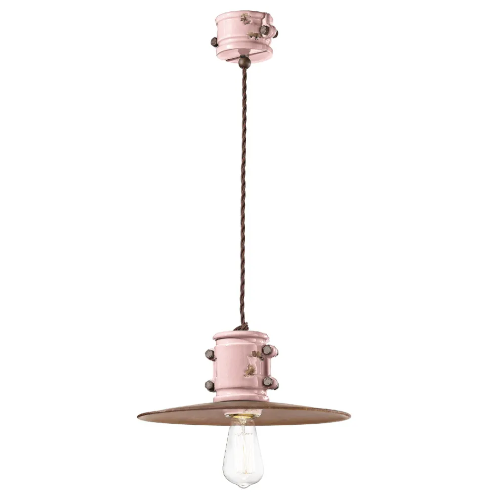 Ferroluce Pendelleuchte Industrial-Pendelleuchte aus Eisen und industrieller handgefertigter Keramik - Urban