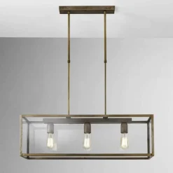 Il Fanale Pendelleuchten Vintage-Pendelleuchte aus Eisen und Glas 3 flammig London