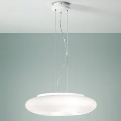 Viadurini Lighting Moderne Pendelleuchten-Pendelleuchte aus geblasenem weißem Glas und verchromtem Metall - Ariana