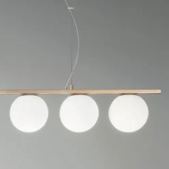 Viadurini Lighting Moderne Pendelleuchten-Pendelleuchte aus goldfarben lackiertem Metall und mundgeblasenem Glas - Birga