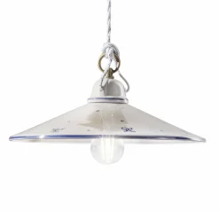 Ferroluce Pendelleuchten Vintage-Pendelleuchte aus handbemalter Keramik und Eisen 3 Größen - Asti