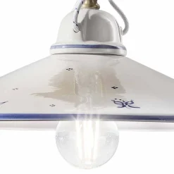 Ferroluce Pendelleuchten Vintage-Pendelleuchte aus handbemalter Keramik und Eisen 3 Größen - Asti