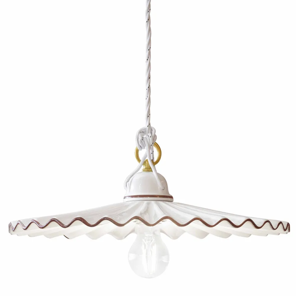 Ferroluce Pendelleuchten Shabby Chic-Pendelleuchte aus Keramik von L'Aquila