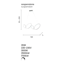Viadurini Lighting Moderne Pendelleuchten-Pendelleuchte aus Metall mit Goldfinish und dimmbarer LED - Raiss