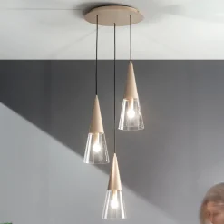 Viadurini Lighting Moderne Pendelleuchten-Pendelleuchte aus mundgeblasenem Glas mit Metallstruktur - Trentino