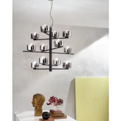 Viadurini Lighting Moderne Pendelleuchten-Pendelleuchte aus mundgeblasenem Glas mit Metallstruktur - Angelic