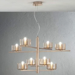 Viadurini Lighting Moderne Pendelleuchten-Pendelleuchte aus mundgeblasenem Glas mit Metallstruktur - Angelic