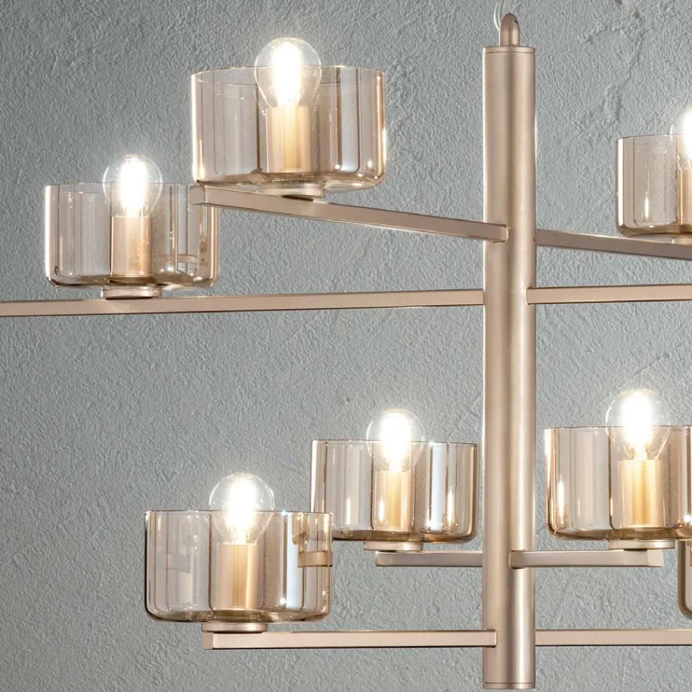 Viadurini Lighting Moderne Pendelleuchten-Pendelleuchte aus mundgeblasenem Glas mit Metallstruktur - Angelic