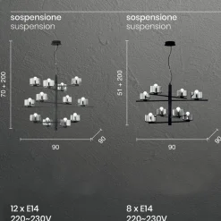 Viadurini Lighting Moderne Pendelleuchten-Pendelleuchte aus mundgeblasenem Glas mit Metallstruktur - Angelic