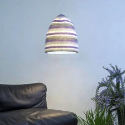 In-es.artdesign Moderne Pendelleuchten-Pendelleuchte aus Nebulit und Wolle In.es.artdesign Flower Stripe
