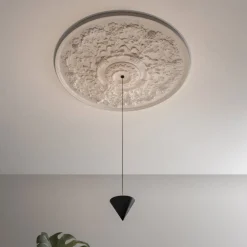 Viadurini Lighting Designer Pendelleuchten-Pendelleuchte Design weißer Gips und schwarzes Aluminium 1 Kegel - Tesera