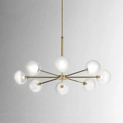 Il Fanale Designer Pendelleuchten-Pendelleuchte 8-flammig aus natürlichem Messing und Glas - Molecola von