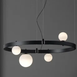 Viadurini Lighting Designer Pendelleuchten-Pendelleuchte im ovalen Design aus schwarzem Aluminium mit Kugeln und Strahlern - Exodus