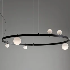 Viadurini Lighting Designer Pendelleuchten-Pendelleuchte im runden Design aus schwarzem Aluminium mit Kugeln und Strahlern - Exodus
