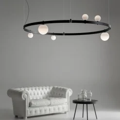 Viadurini Lighting Designer Pendelleuchten-Pendelleuchte im runden Design aus schwarzem Aluminium mit Kugeln und Strahlern - Exodus