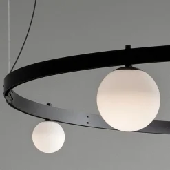 Viadurini Lighting Designer Pendelleuchten-Pendelleuchte im runden Design aus schwarzem Aluminium mit Kugeln und Strahlern - Exodus