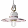 Ferroluce Pendelleuchten Vintage-Pendelleuchte in handbemalter Keramik und Eisendesign - Asti