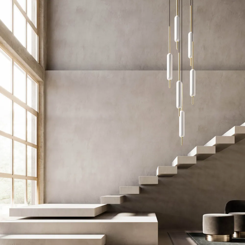 Il Fanale Designer Pendelleuchten-Pendelleuchte mit 1, 3 oder 6 Leuchten in Messing Modernes Design - Typha von