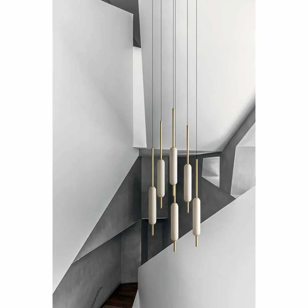Il Fanale Designer Pendelleuchten-Pendelleuchte mit 1, 3 oder 6 Leuchten in Messing Modernes Design - Typha von