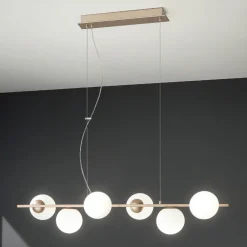 Viadurini Lighting Moderne Pendelleuchten-Pendelleuchte mit 6 Lichtern aus Metall und modernem mundgeblasenem Glas - Birga