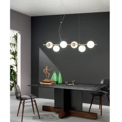 Viadurini Lighting Moderne Pendelleuchten-Pendelleuchte mit 6 Lichtern aus Metall und modernem mundgeblasenem Glas - Birga