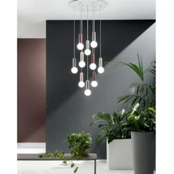 Viadurini Lighting Moderne Pendelleuchten-Pendelleuchte mit 6 oder 10 Lichtern aus Zement und mundgeblasenem Glas - Duster