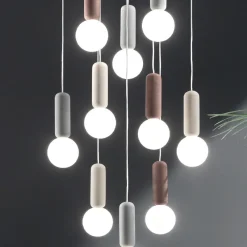 Viadurini Lighting Moderne Pendelleuchten-Pendelleuchte mit 6 oder 10 Lichtern aus Zement und mundgeblasenem Glas - Duster
