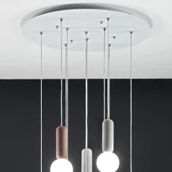 Viadurini Lighting Moderne Pendelleuchten-Pendelleuchte mit 6 oder 10 Lichtern aus Zement und mundgeblasenem Glas - Duster
