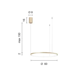 Viadurini Lighting Moderne Pendelleuchten-Pendelleuchte mit horizontaler runder LED-Leuchte aus Metall – Maulbeere