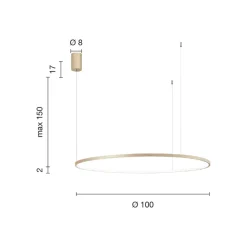 Viadurini Lighting Moderne Pendelleuchten-Pendelleuchte mit horizontaler runder LED-Leuchte aus Metall – Maulbeere