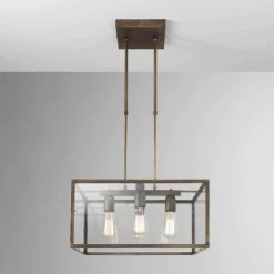 Il Fanale Pendelleuchten Vintage-Pendelleuchte quadratisch aus Eisen und Glas 4 flammig London