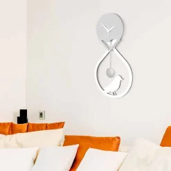 Viadurini Time Design Wanduhren-Pendeluhr Wand des modernen Designs stilisiertes Weiß und Grau - Theben