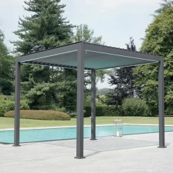 Viadurini in the Garden Gartenideen-Pergola 3x4 m aus anthrazit lackiertem Aluminium mit Kurbel - Levante