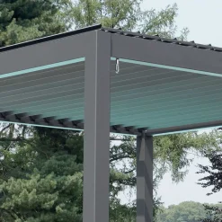 Viadurini in the Garden Gartenideen-Pergola 3x4 m aus anthrazit lackiertem Aluminium mit Kurbel - Levante