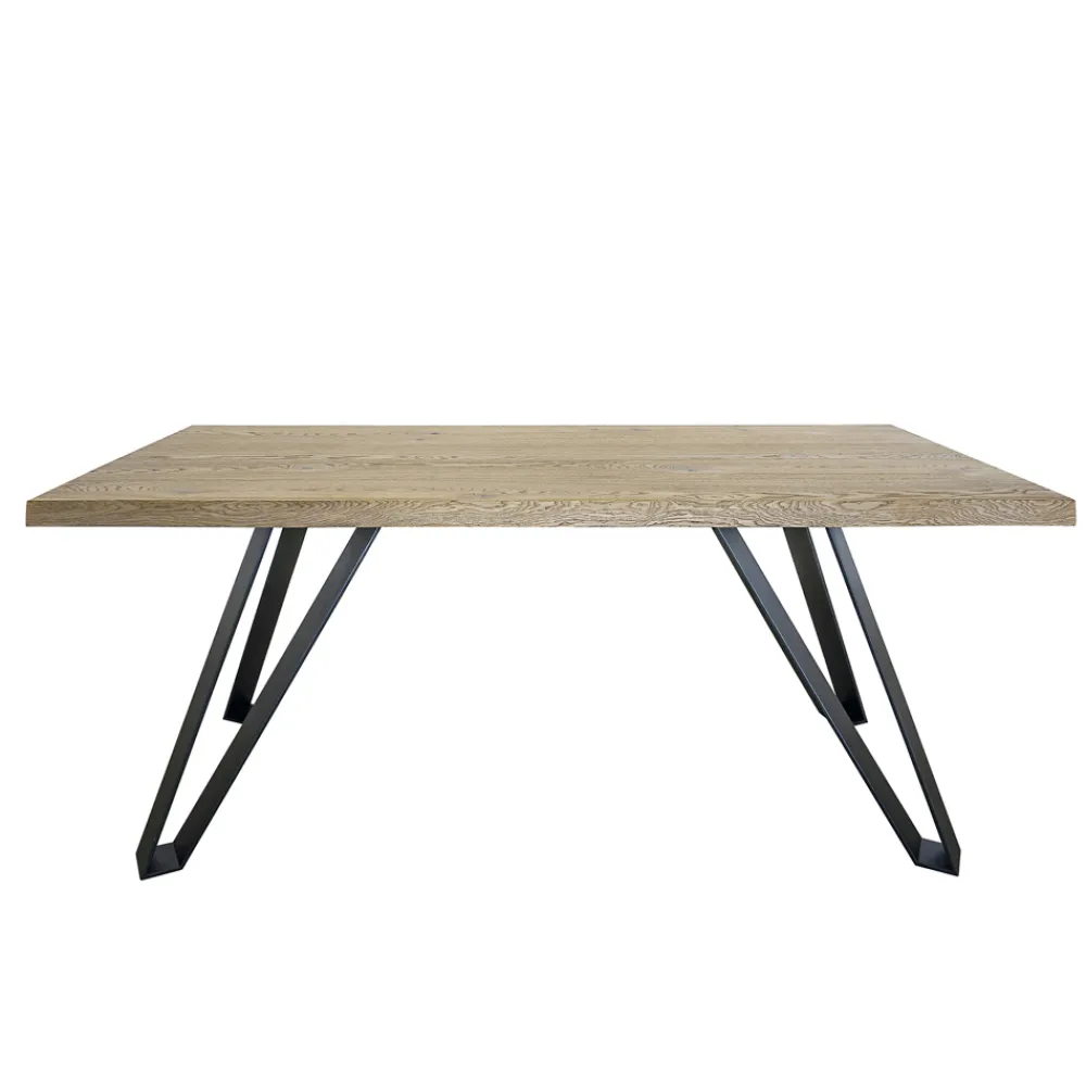 Viadurini Living Esstische Nach Mass|Esstische-Plattierter Tisch aus Asteiche furniert und Metall Made in Italy - Luanda