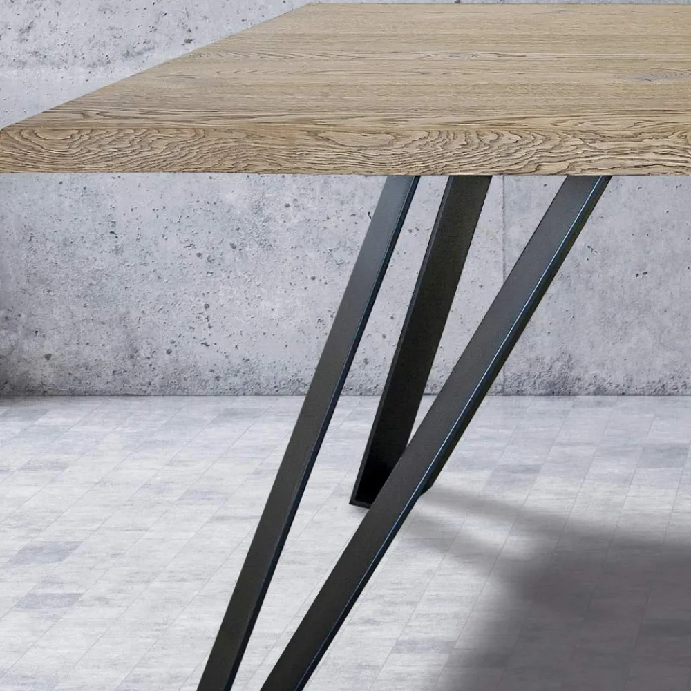 Viadurini Living Esstische Nach Mass|Esstische-Plattierter Tisch aus Asteiche furniert und Metall Made in Italy - Luanda