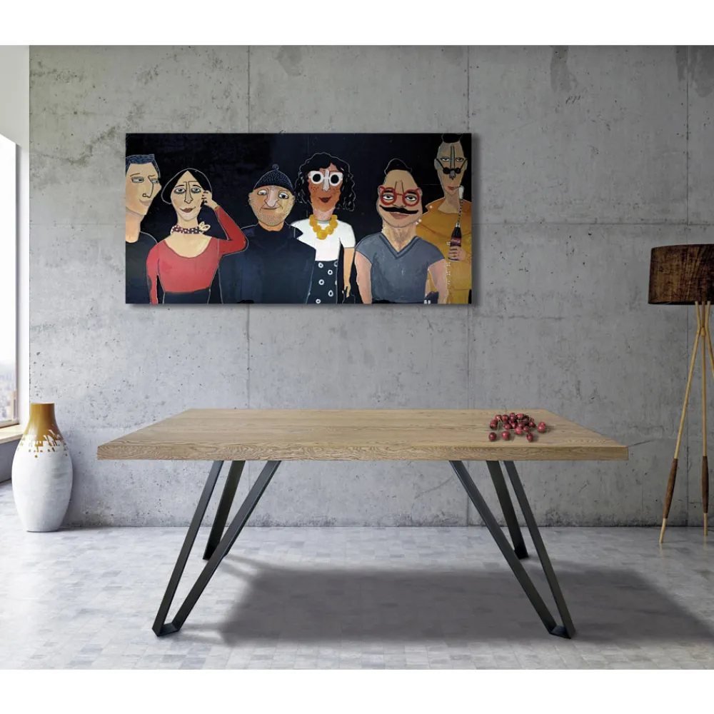 Viadurini Living Esstische Nach Mass|Esstische-Plattierter Tisch aus Asteiche furniert und Metall Made in Italy - Luanda