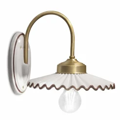 Ferroluce Vintage Wandleuchten-Plissierte, glänzende Keramikapplikation und handbemalte Kante – Laquila
