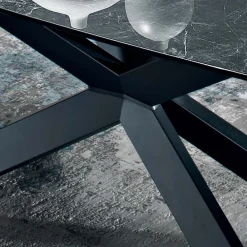 Viadurini Living Esstische-Polierter griechischer Tisch aus schwarzer Keramik, hergestellt in Italien – Grotta